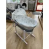 Cuddles Collection Grey Wicker Moses Basket With Rainbow Print – Made Exclusively in the UK