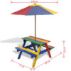 gracrux_kids'_picnic_table_with_benches_and_parasol_-_multicolour_wood_7