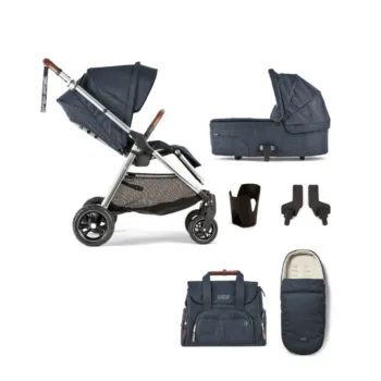Mamas & Papas Flip XT3 Pushchair & Carrycot Bundle | Navy Flannel | Essentials Kit
