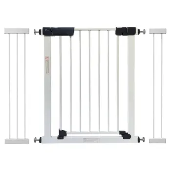 Callowesse Kuvasz Narrow Child & Pet Pressure Fit Safety Gate Bundle with 14cm & 21cm Extension - White | 101-108cm x H76cm
