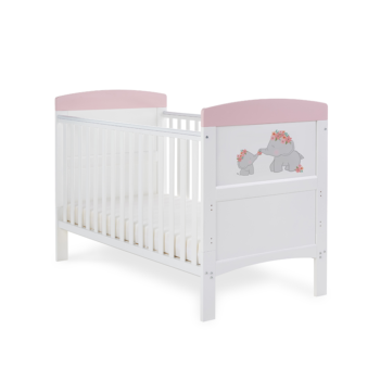 Obaby Grace Inspire Cot Bed Me & Mini Me Elephants – Pink