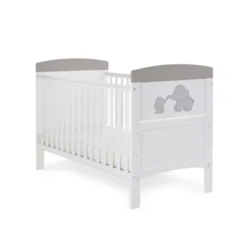 Obaby Grace Inspire Cot Bed – Me & Mini Me Elephants – Grey