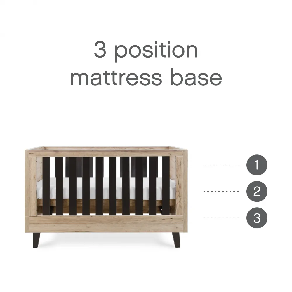 Tutti Bambini Como Cot Bed Distressed Oak Slate Grey Olivers BabyCare