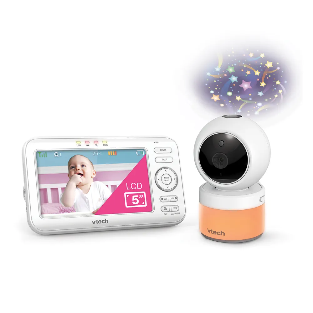 VTech VM5463 5″ Video Baby Monitor wiht night lights and a white background