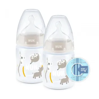 NUK First Choice+ Silicone Baby Bottles Pack of 2 | 150 ml | Temperature Controlled 