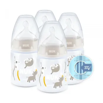 NUK First Choice+ Silicone Baby Bottles Pack of 4 | 150ml | Temperature Controlled