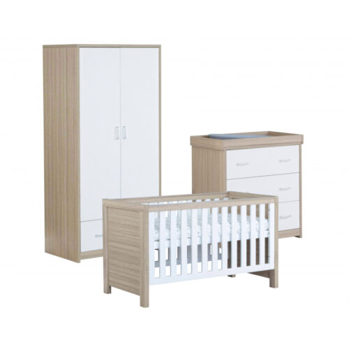 Babymore Luno 3 Piece Nursery Furniture Room Set - Oak White