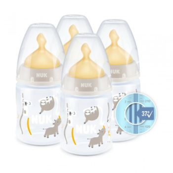 NUK First Choice+ Latex Baby Bottles Pack of 4 | 150ml | Temperature Controlled