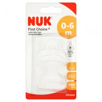 NUK First Choice Silicone Teat Size 1 Medium Hole 2pk