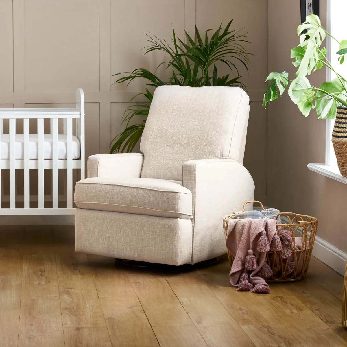 Obaby Madison Swivel Glider Recliner Chair - Oatmeal - Image 2