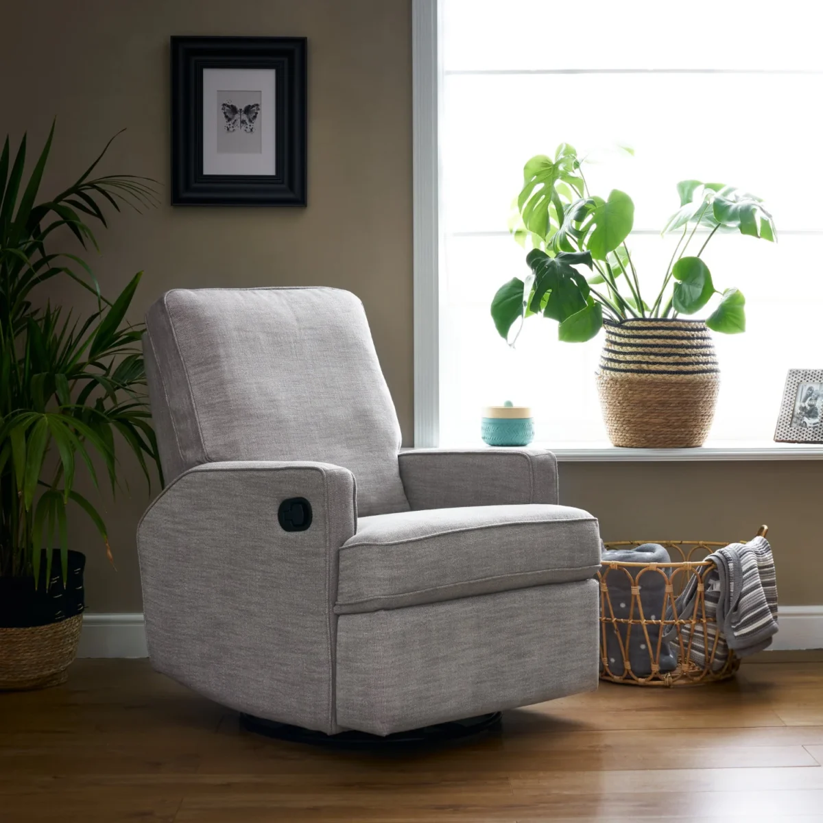Obaby Madison Swivel Glider Recliner Chair - Pebble - Image 2