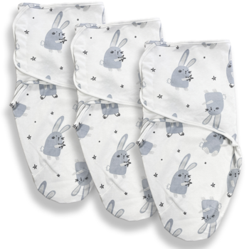 Callowesse Newborn Baby Swaddle - 0-3 Months - Bunny Buddies - Pack of 3
