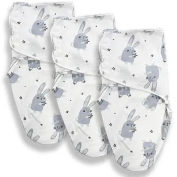 Callowesse Newborn Baby Swaddle - 0-3 Months - Bunny Buddies - Pack of 3