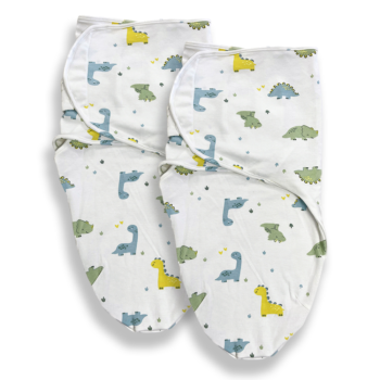 Callowesse Newborn Baby Swaddle - 0-3 Months - Dinky Dinos - Pack of 2