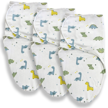 Callowesse Newborn Baby Swaddle - 0-3 Months - Dinky Dinos - Pack of 3
