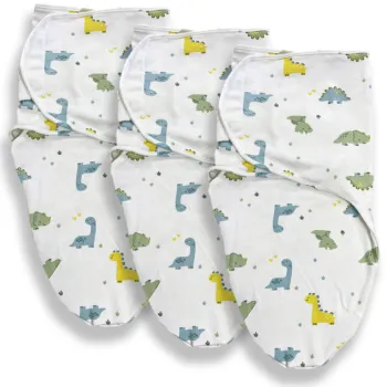 Callowesse Newborn Baby Swaddle - 0-3 Months - Dinky Dinos - Pack of 3