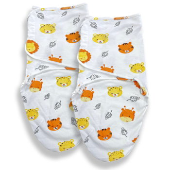 Callowesse Newborn Baby Swaddle - 0-3 Months - Safari Friends - Pack of 2