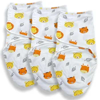 Callowesse Newborn Baby Swaddle - 0-3 Months - Safari Friends - Pack of 3