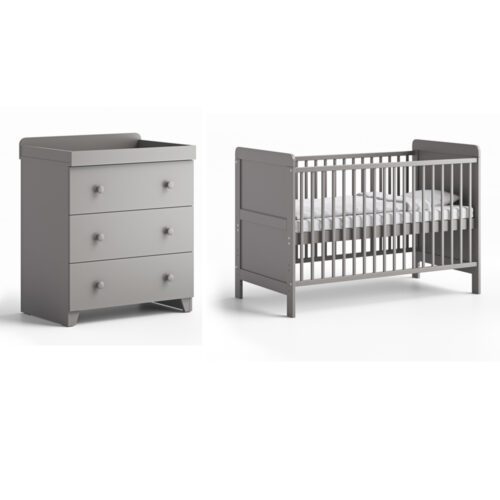 Little Acorns Classic 2 Piece Nursery Furniture Room Set - Grey