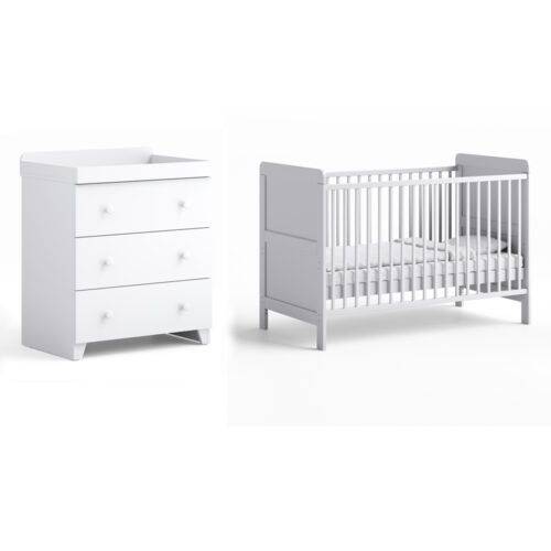 Little Acorns Classic 2 Piece Nursery Furniture Room Set - White