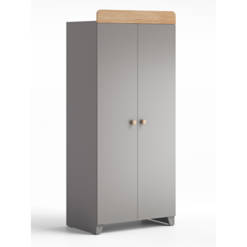 Little Acorns Classic Double Door Wardrobe - Grey and Oak