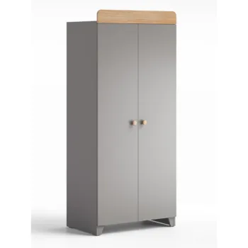 Little Acorns Classic Double Door Wardrobe - Grey and Oak