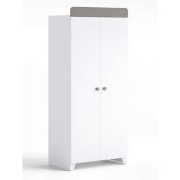 Little Acorns Classic Double Door Wardrobe - White And Grey
