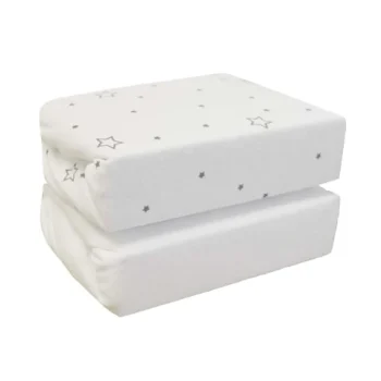 Cuddles Collection Printed Cot Bed Sheets - Grey Stars