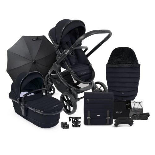 iCandy Peach 7 Pushchair & Carrycot Complete Bundle wiuth a white background.