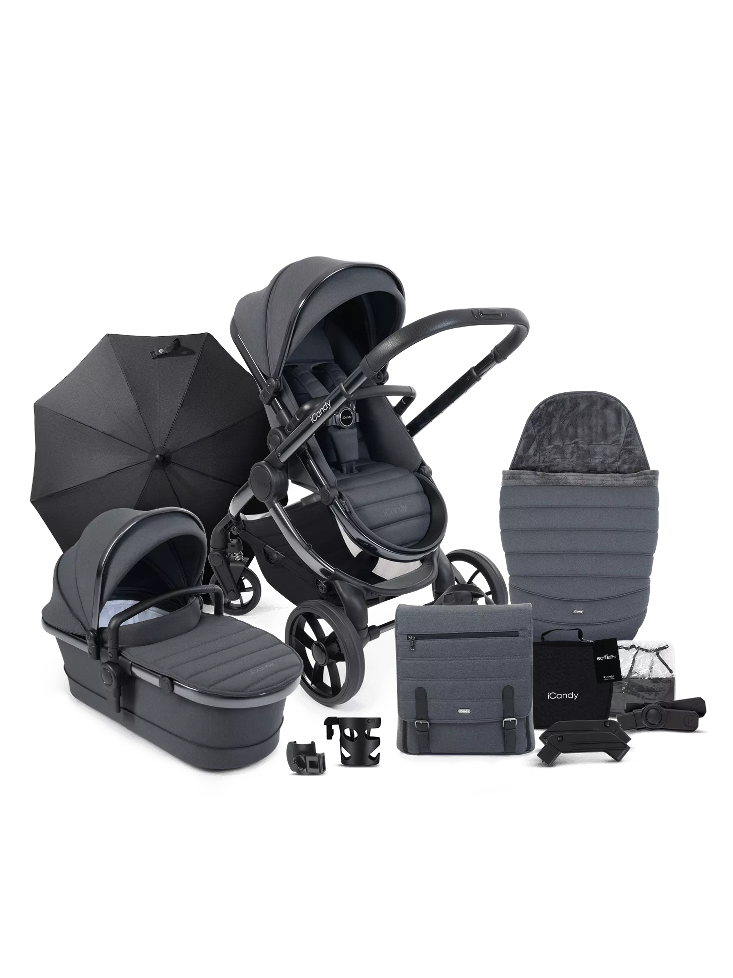 iCandy Peach 7 Travel System - Complete Bundle Dark Grey Phantom from Olivers Baby Care