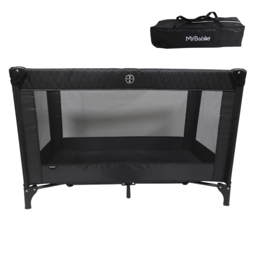 My Babiie - Black Quilted Travel Cot