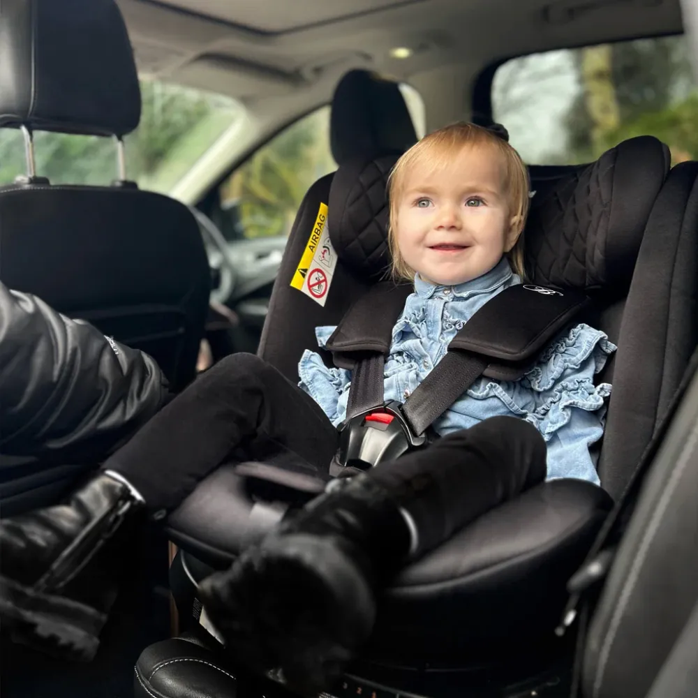 Billie Faiers iSize Quilted Black Spin Car Seat Group 0 1 2 3