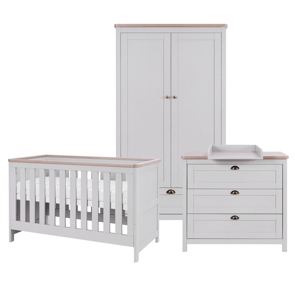 Tutti Bambini Nursery Furniture room set from the Verona Collection with cot bed, dresser & Wardrobe