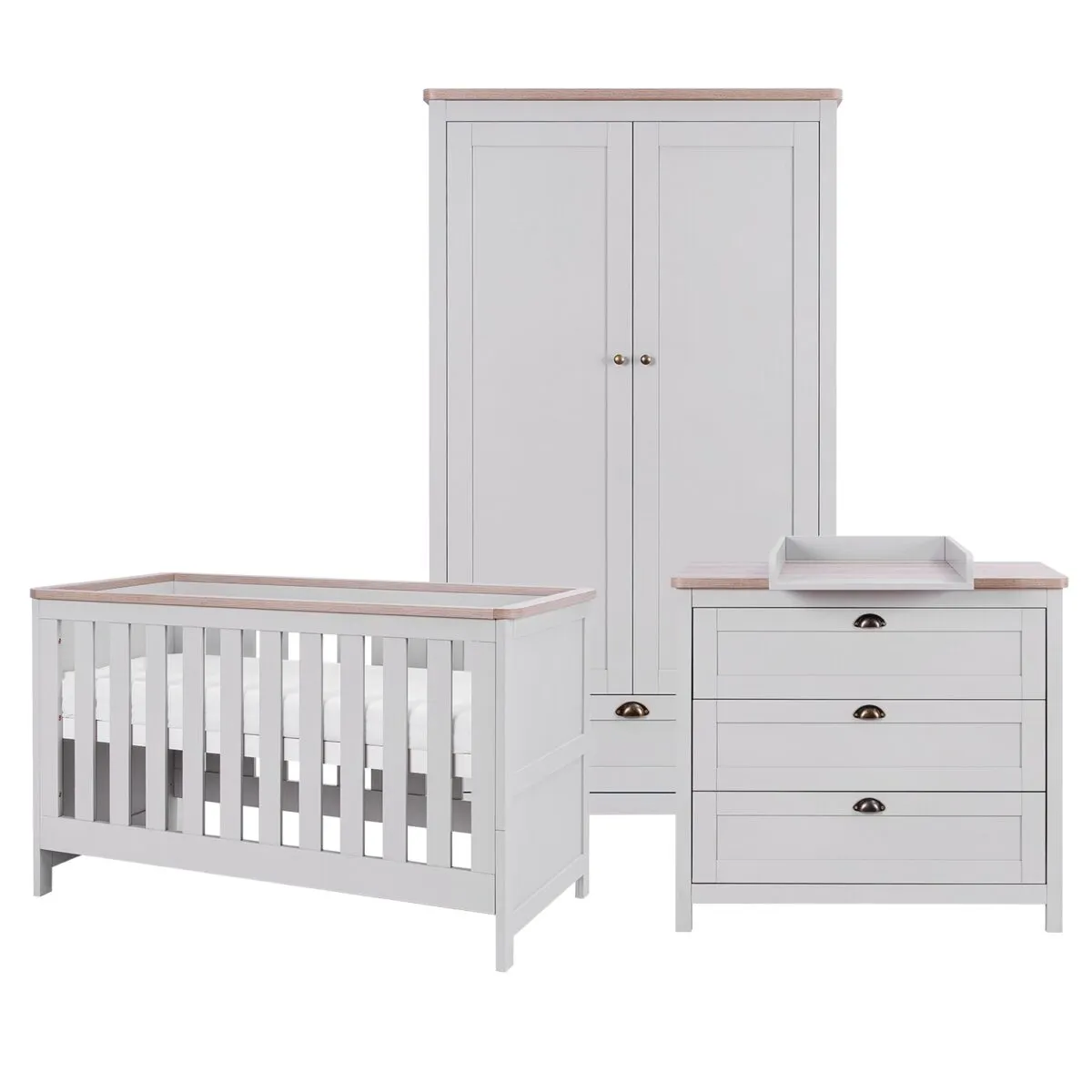 Tutti Bambini Verona 3 Piece Nursery Furniture Room Set Includes Cot Bed, Chest Changer and Wardrobe