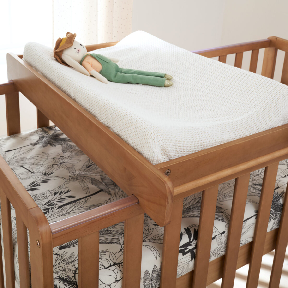 Tutti Bambini Malmo Cot Bed with Cot Top Changer & Mattress - Honey Oak - Image 3