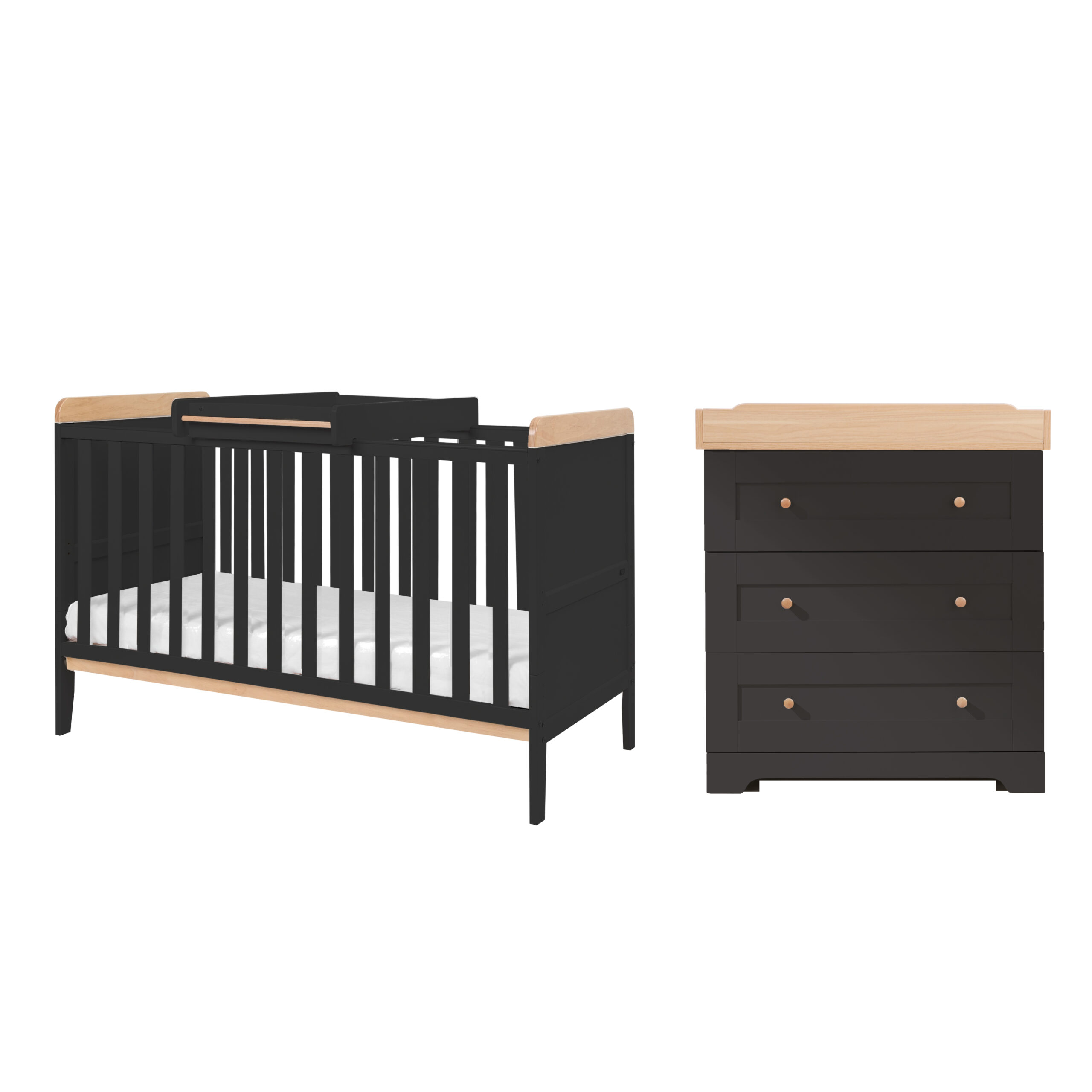 Tutti Bambini Rio 2 Piece Nursery Furniture Room Set - Slate Grey/Oak from Olivers Baby Care