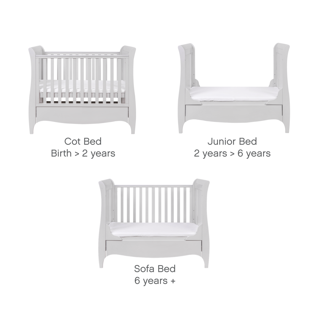 Tutti Bambini Roma Mini Sleigh Cot Bed With Underdrawer Dove Grey