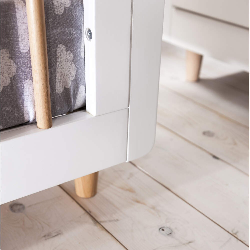 Tutti Bambini Siena 3 in 1 Cot Bed - White & Beech - Image 5