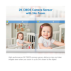 Side-by-side comparison showing 2K CMOS camera zooming in 24x on a baby for clear close-up.