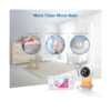 Room scene with camera and monitor, highlighting 2K video, wide-angle view, and 24x zoom.
