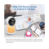 VTech baby monitor with phone app access for 1080p FHD remote viewing on Android and iOS.