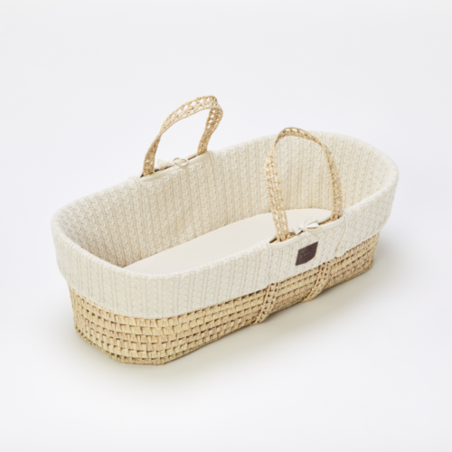 The Little Green Sheep Natural Knitted Moses Basket and Mattress