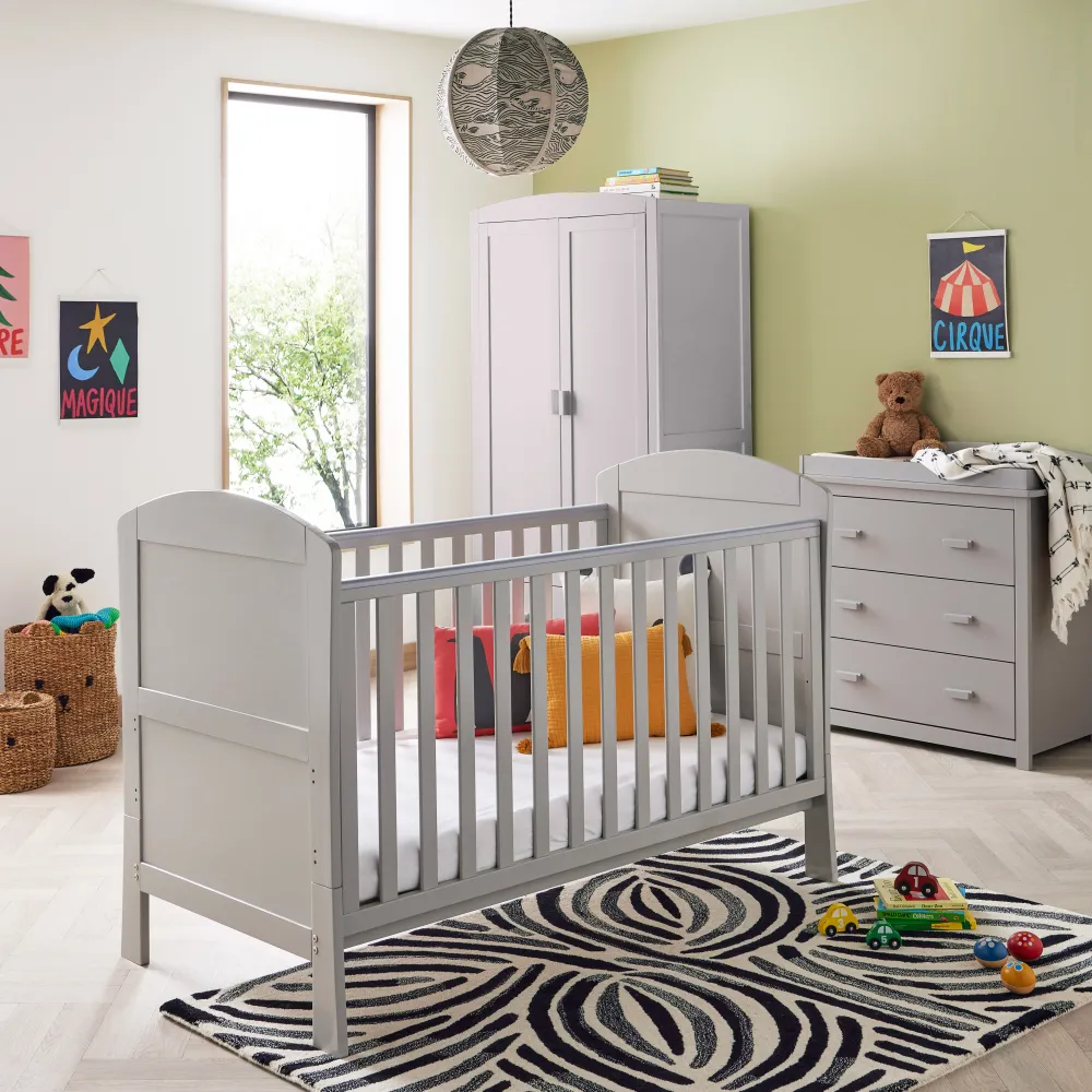 Babymore Aston 3 Piece Nursery Furniture Room Set Including Cot Bed, Chest Changer And Wardrobe - Image 3