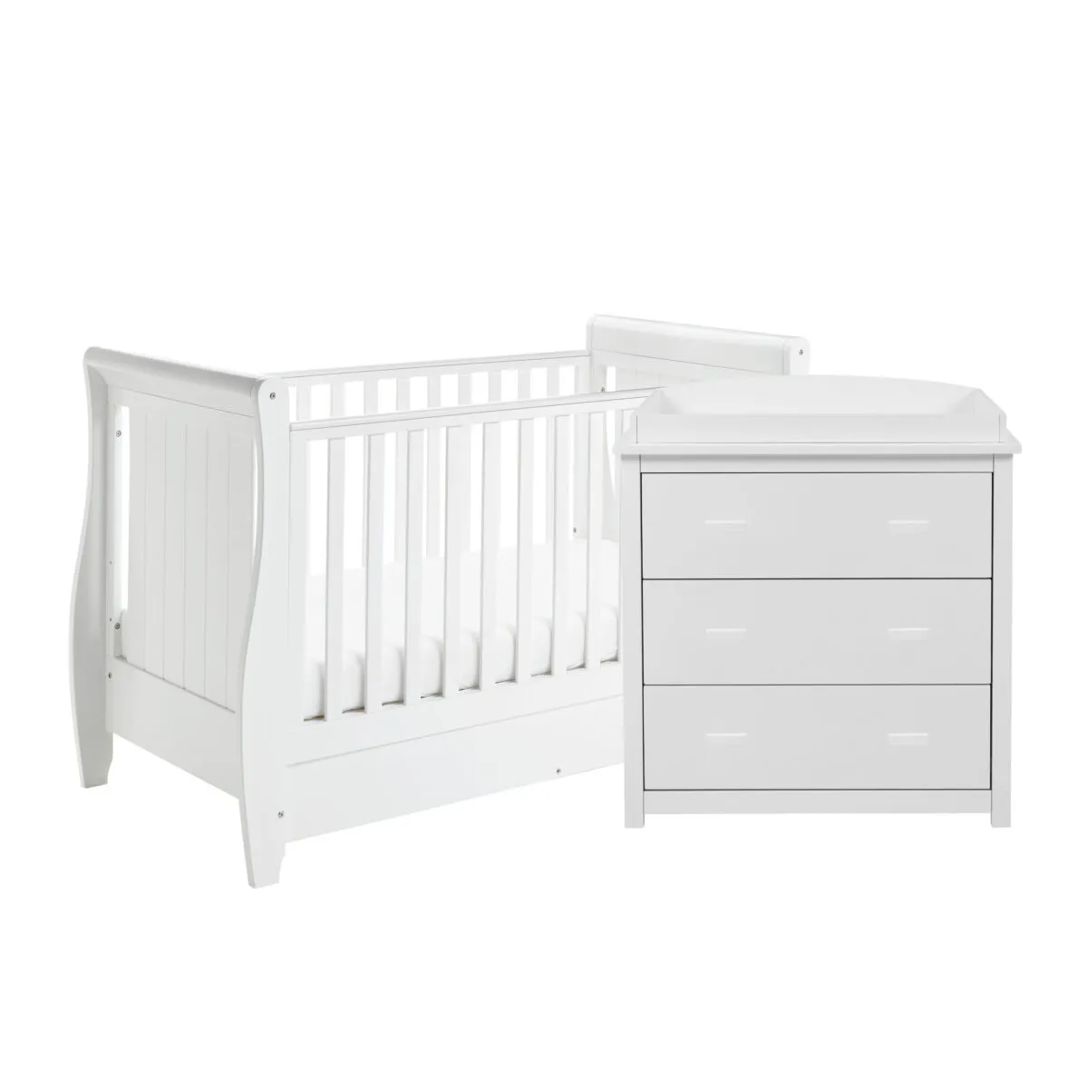 Babymore Stella 2 Piece Nursery Furniture Room Set Including Cot Bed And Chest Changer