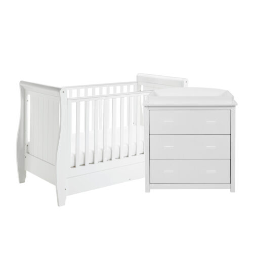 Babymore Stella 2 Piece Nursery Furniture Room Set Including Cot Bed And Chest Changer