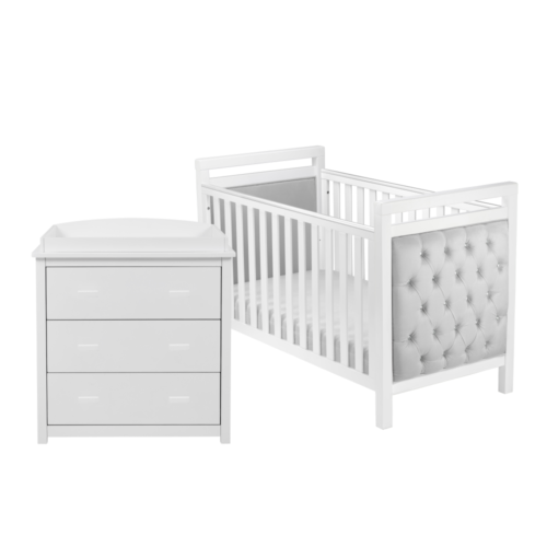 Babymore Velvet Deluxe 2 Piece Nursery Furniture Room Set Includes Cot Bed And Chest Changer