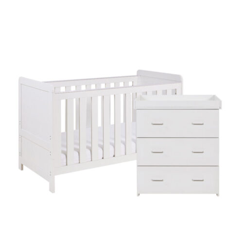 Babymore Caro 2 Piece Nursery Furniture Room Set Includes Cot Bed And Chest Changer
