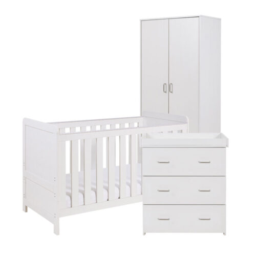 Babymore Caro 3 Piece Nursery Furniture Room Set Includes Cot Bed, Chest Changer And Wardrobe