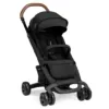 Angles View Nuna Pepp Next Compact Fold Stroller in Caviar with a white background.