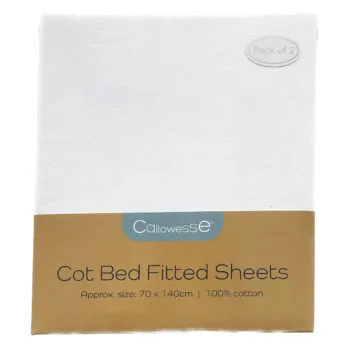 callowesse white cot bed sheets 2 pack